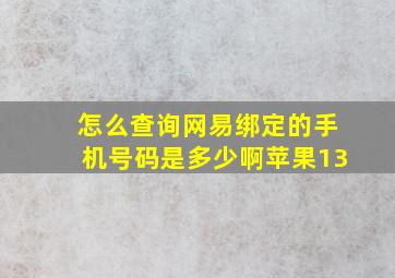 怎么查询网易绑定的手机号码是多少啊苹果13