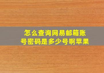 怎么查询网易邮箱账号密码是多少号啊苹果