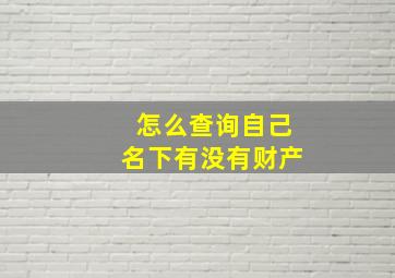 怎么查询自己名下有没有财产