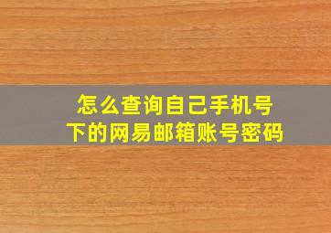 怎么查询自己手机号下的网易邮箱账号密码