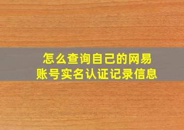 怎么查询自己的网易账号实名认证记录信息