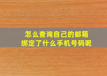 怎么查询自己的邮箱绑定了什么手机号码呢