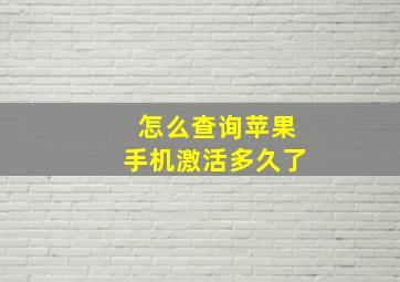 怎么查询苹果手机激活多久了