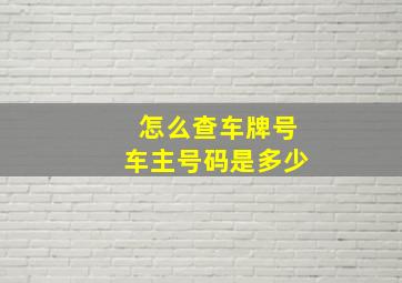 怎么查车牌号车主号码是多少