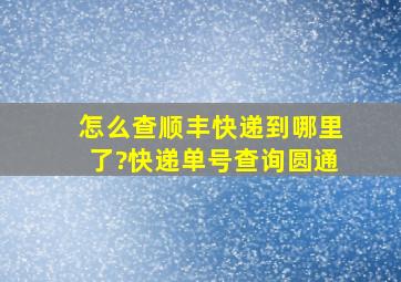 怎么查顺丰快递到哪里了?快递单号查询圆通