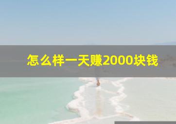 怎么样一天赚2000块钱