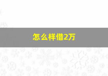 怎么样借2万