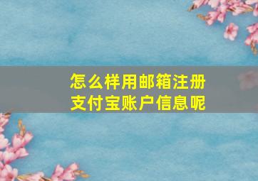 怎么样用邮箱注册支付宝账户信息呢