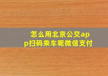 怎么用北京公交app扫码乘车呢微信支付