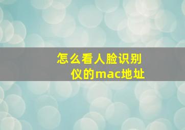 怎么看人脸识别仪的mac地址