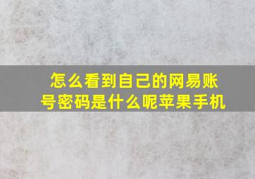 怎么看到自己的网易账号密码是什么呢苹果手机