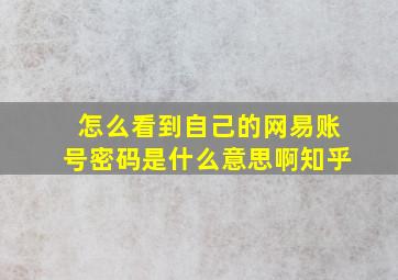 怎么看到自己的网易账号密码是什么意思啊知乎