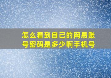 怎么看到自己的网易账号密码是多少啊手机号