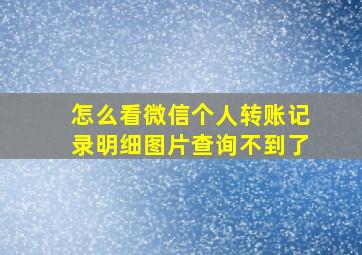 怎么看微信个人转账记录明细图片查询不到了