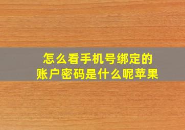 怎么看手机号绑定的账户密码是什么呢苹果