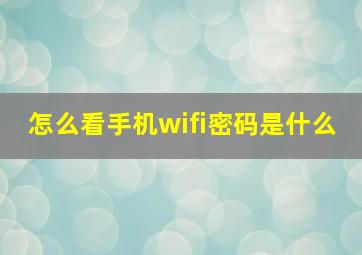 怎么看手机wifi密码是什么