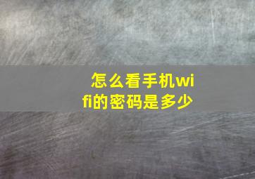 怎么看手机wifi的密码是多少