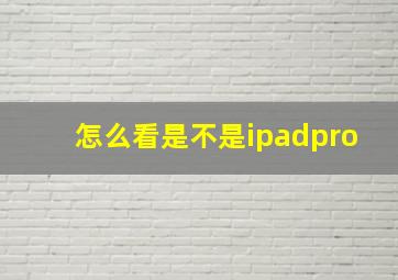 怎么看是不是ipadpro