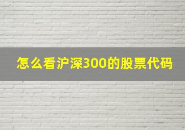 怎么看沪深300的股票代码