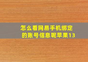 怎么看网易手机绑定的账号信息呢苹果13