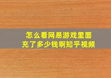 怎么看网易游戏里面充了多少钱啊知乎视频