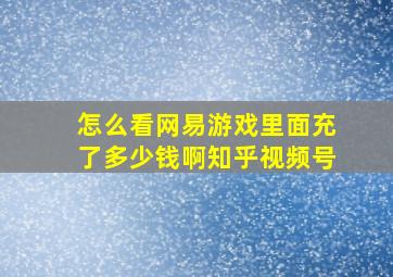 怎么看网易游戏里面充了多少钱啊知乎视频号