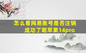 怎么看网易账号是否注销成功了呢苹果14pro