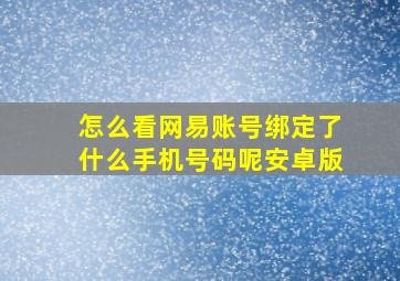 怎么看网易账号绑定了什么手机号码呢安卓版