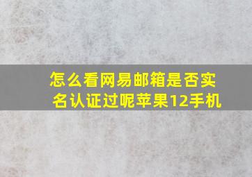 怎么看网易邮箱是否实名认证过呢苹果12手机