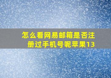 怎么看网易邮箱是否注册过手机号呢苹果13