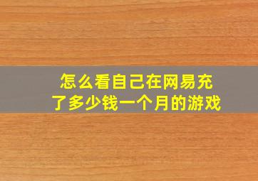 怎么看自己在网易充了多少钱一个月的游戏