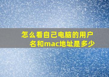 怎么看自己电脑的用户名和mac地址是多少