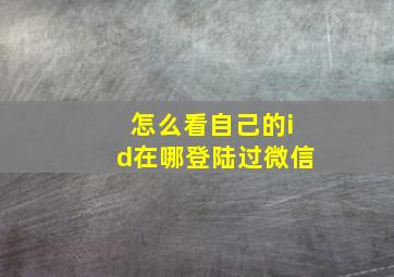 怎么看自己的id在哪登陆过微信