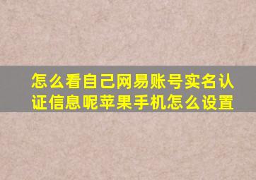 怎么看自己网易账号实名认证信息呢苹果手机怎么设置