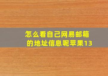 怎么看自己网易邮箱的地址信息呢苹果13