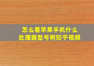 怎么看苹果手机什么处理器型号啊知乎视频