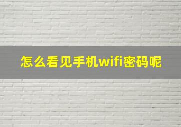 怎么看见手机wifi密码呢