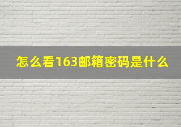 怎么看163邮箱密码是什么