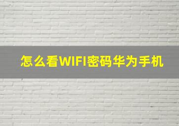 怎么看WIFI密码华为手机