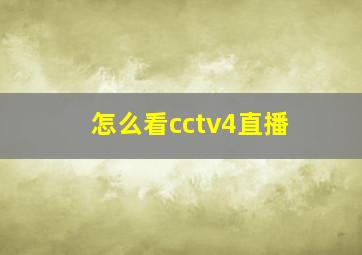 怎么看cctv4直播