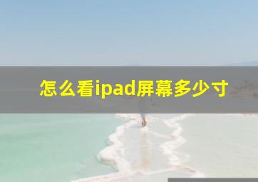 怎么看ipad屏幕多少寸