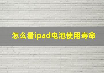 怎么看ipad电池使用寿命