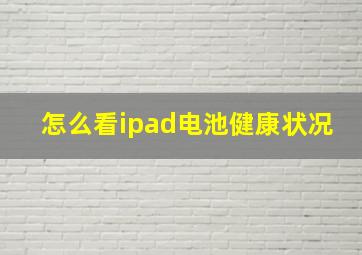 怎么看ipad电池健康状况