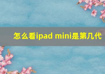 怎么看ipad mini是第几代