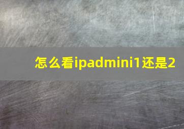 怎么看ipadmini1还是2