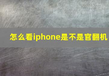 怎么看iphone是不是官翻机