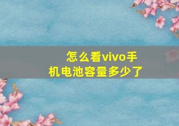 怎么看vivo手机电池容量多少了