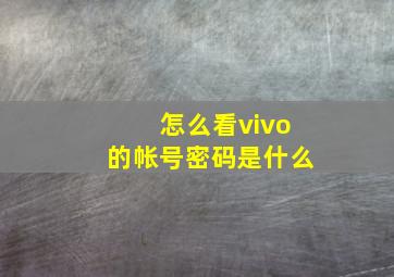 怎么看vivo的帐号密码是什么