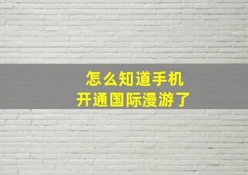 怎么知道手机开通国际漫游了