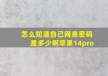 怎么知道自己网易密码是多少啊苹果14pro